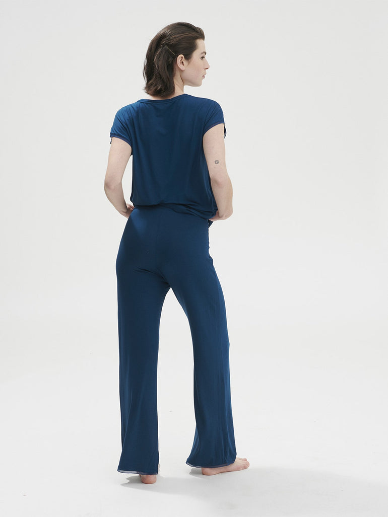 Aurore Simone perele loungerwear- 1C9660- Pant- FULL MOON/Poseidon Blue