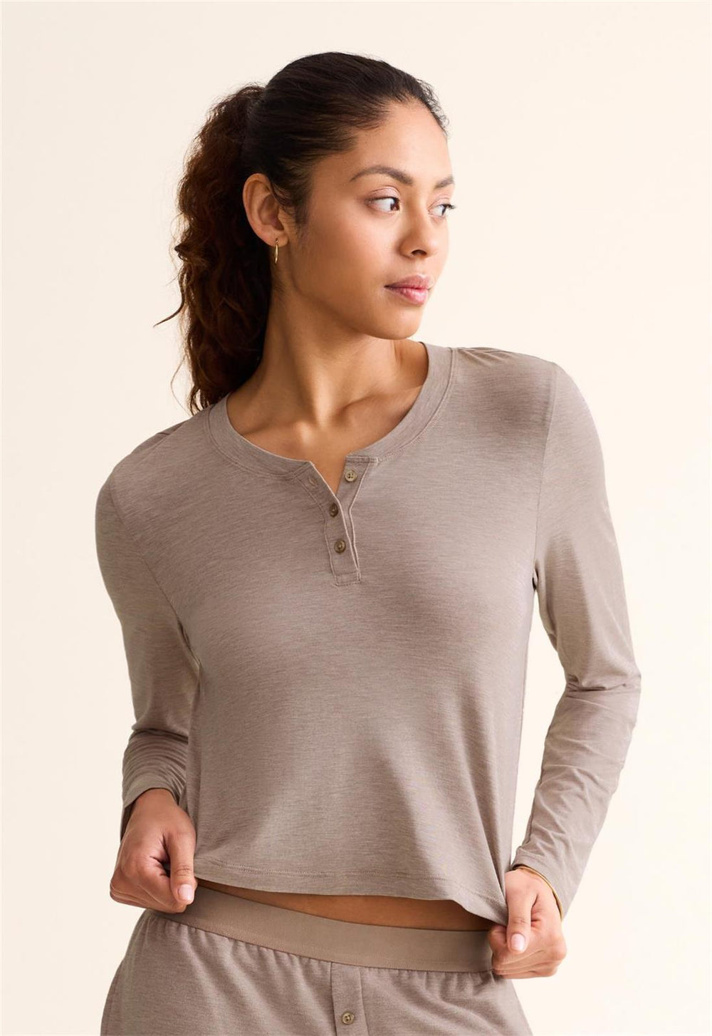 Fleur't Henley Top -615 -Ink/Black/Oak