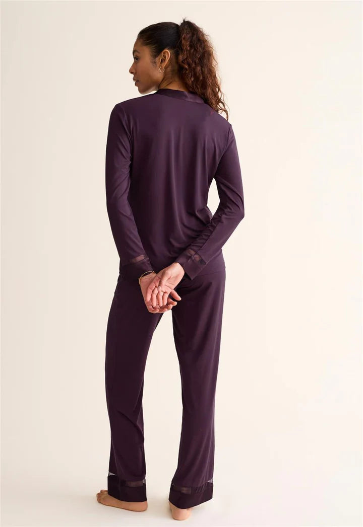 Fleur't-Tuxedo Pj Set-6140- BLACK/VINO