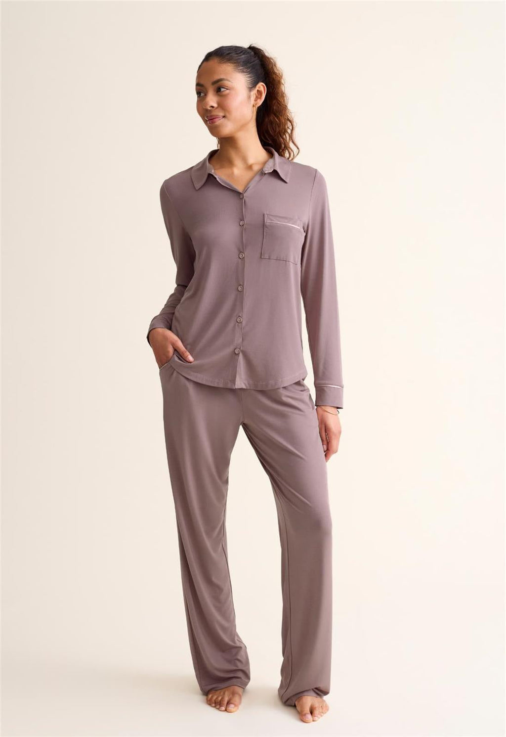 Fleur't - Long PJ Set - 647 - CAPUCCINO