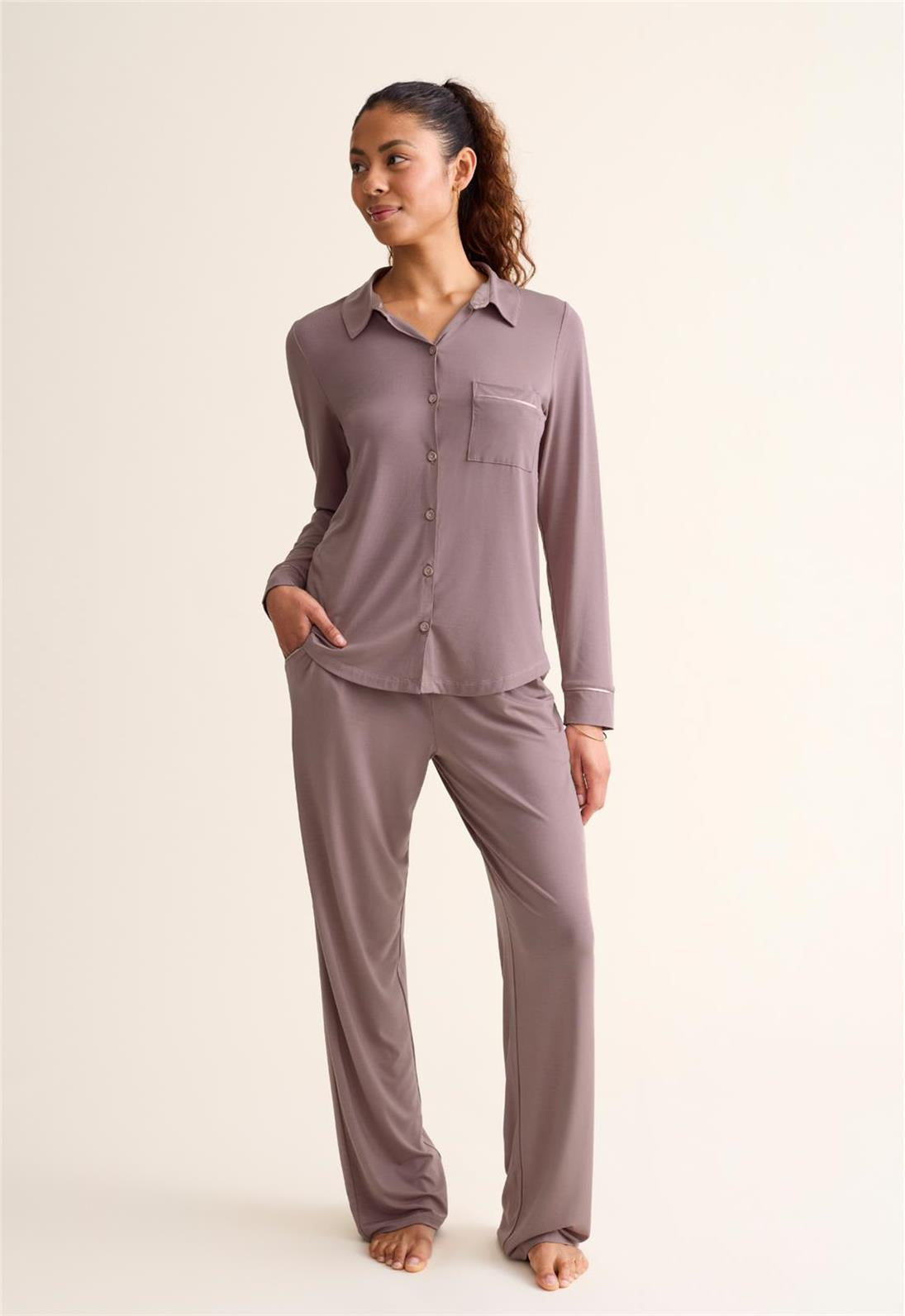 Fleur't - Long PJ Set - 647 - CAPUCCINO