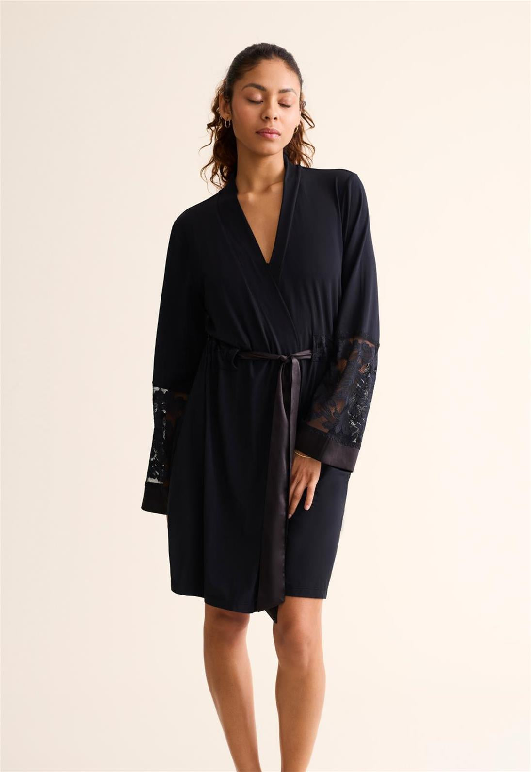 FLEURT Parisian Nights Kimono- BLACK - 6321