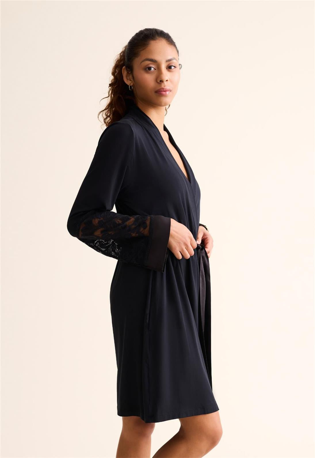 FLEURT Parisian Nights Kimono- BLACK - 6321