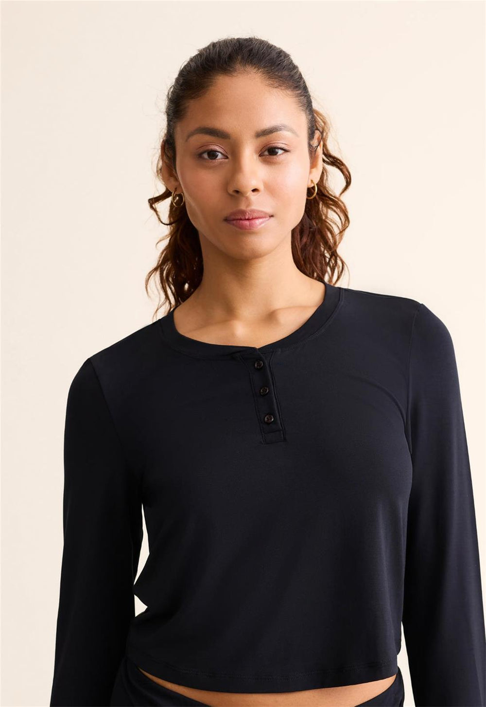 Fleur't Henley Top -615 -Ink/Black/Oak