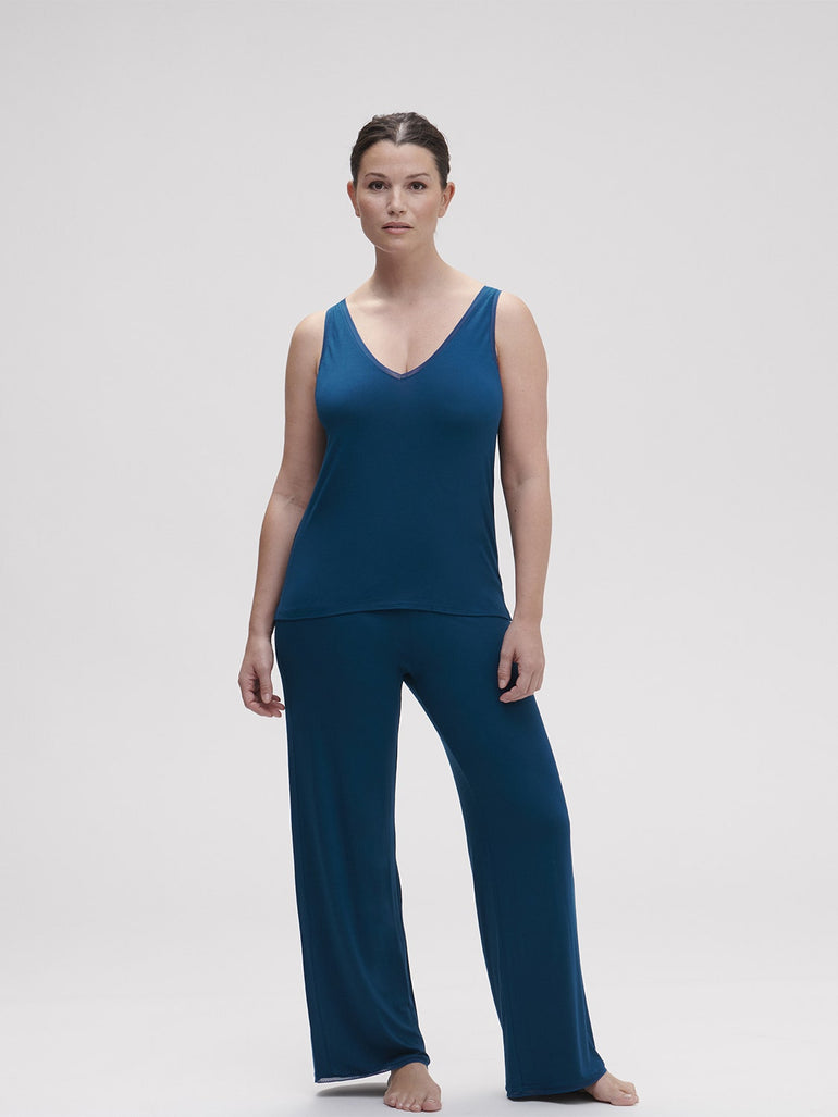 Aurore Simone perele loungerwear- 1C9660- Pant- FULL MOON/Poseidon Blue