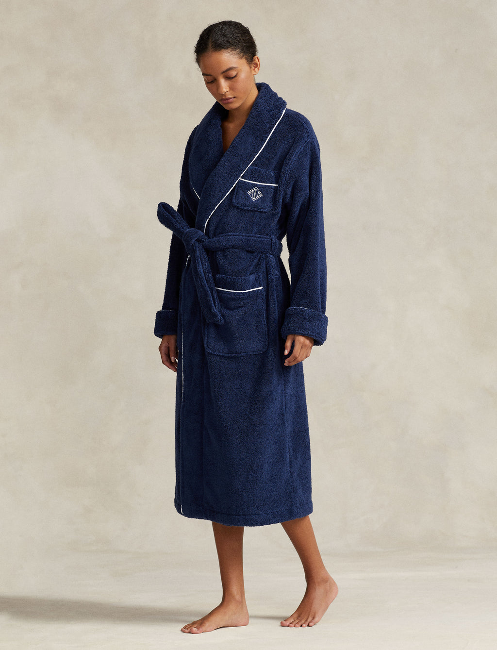 POLO RALPH LAUREN BATHROBE - 4P0005 - NAVY/WHITE CLOUD