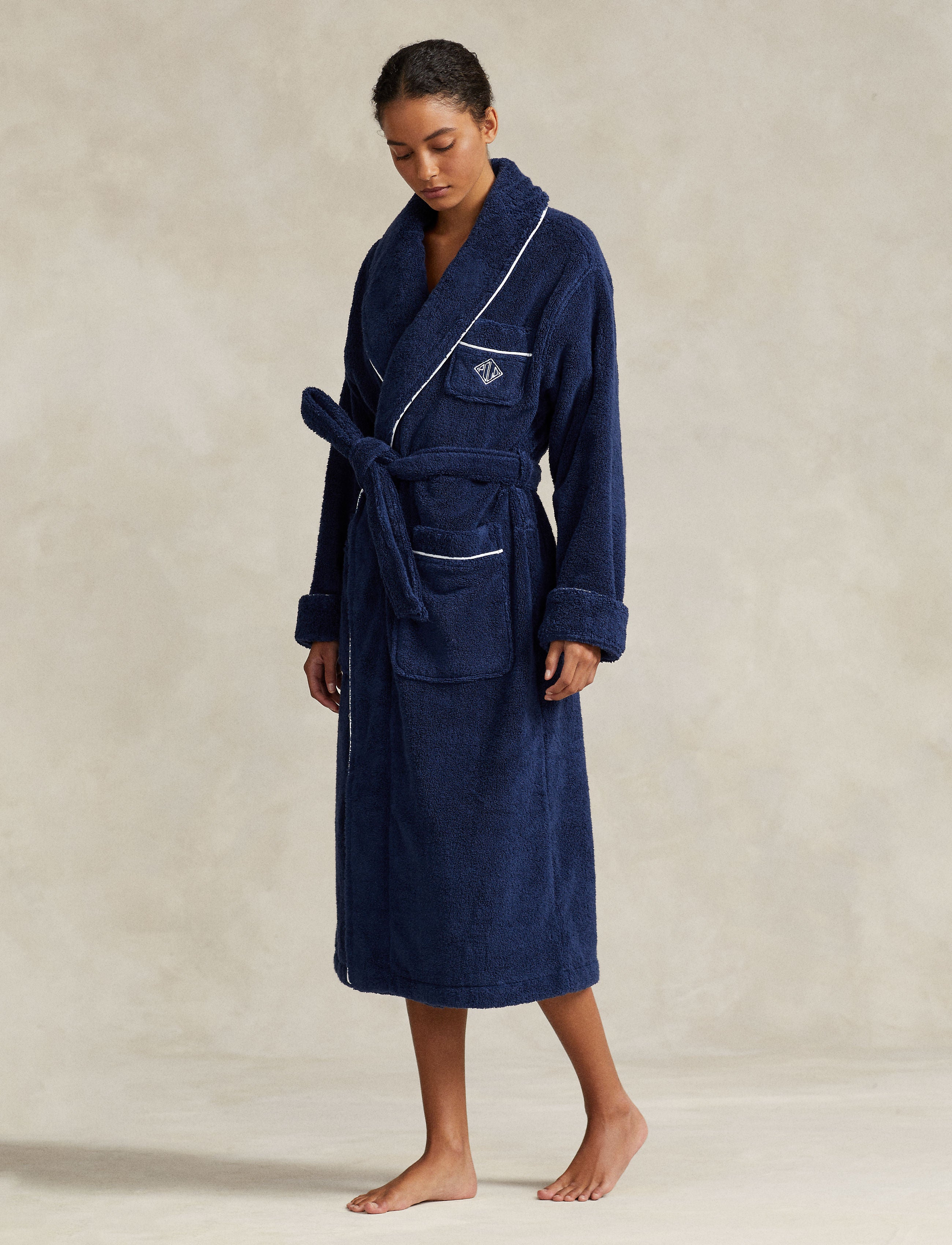 POLO RALPH LAUREN BATHROBE - 4P0005 - NAVY/WHITE CLOUD