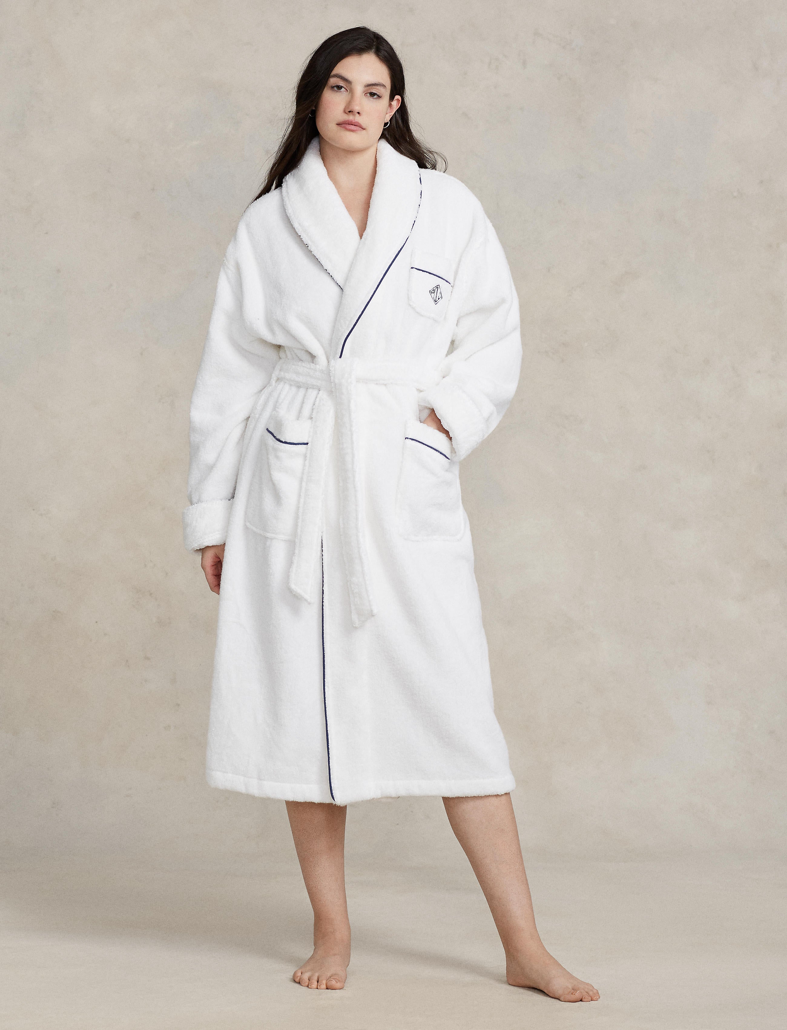 POLO RALPH LAUREN BATHROBE - 4P0005 - NAVY/WHITE CLOUD