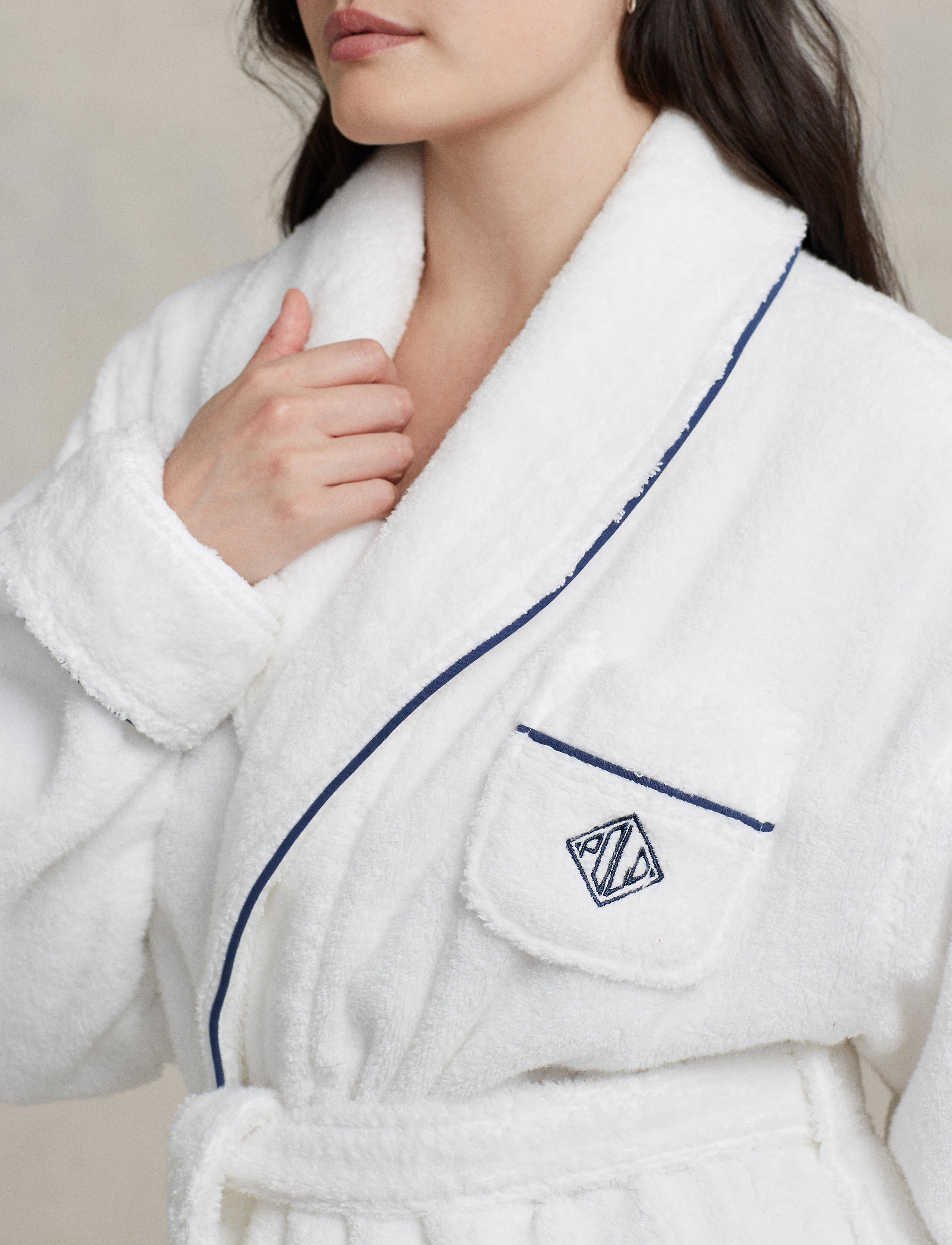 POLO RALPH LAUREN BATHROBE - 4P0005 - NAVY/WHITE CLOUD