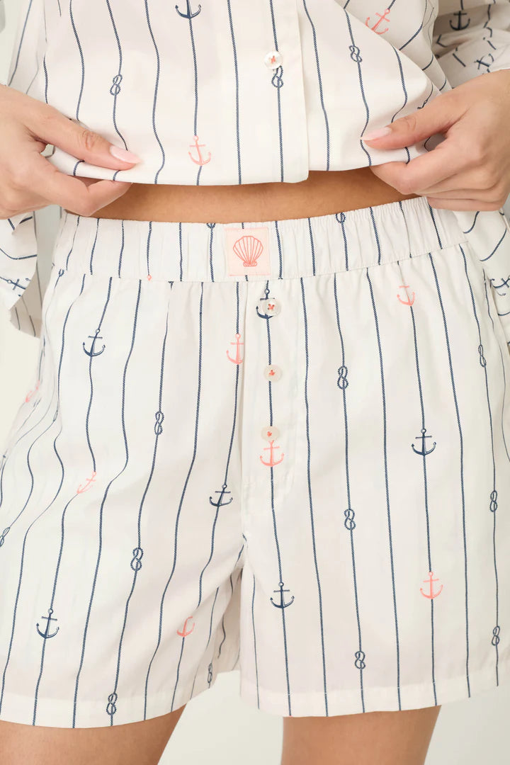 PJ Salvage- Afterparty Poplin Sail Away Short PJ SET- R7APST