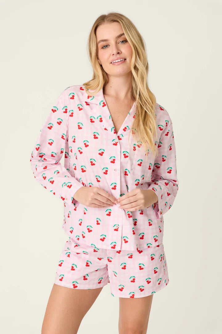 Pj Salvage- Afterparty Poplin Oh Cherry Short PJ SET- R7APST