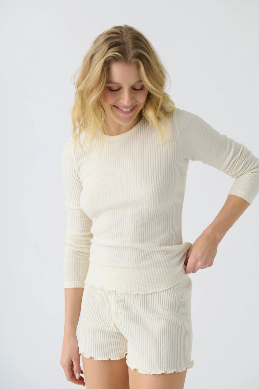 PJ Salvage-Reloved Rib Long Sleeve Top-RIRRLS