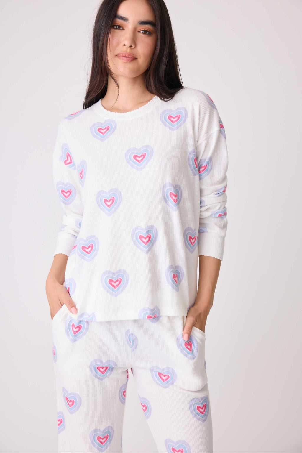 PJ SALVAGE Peace & Love Hearts Thermal Long Sleeve Top/Pant - RPPLLS1/RPPLP1