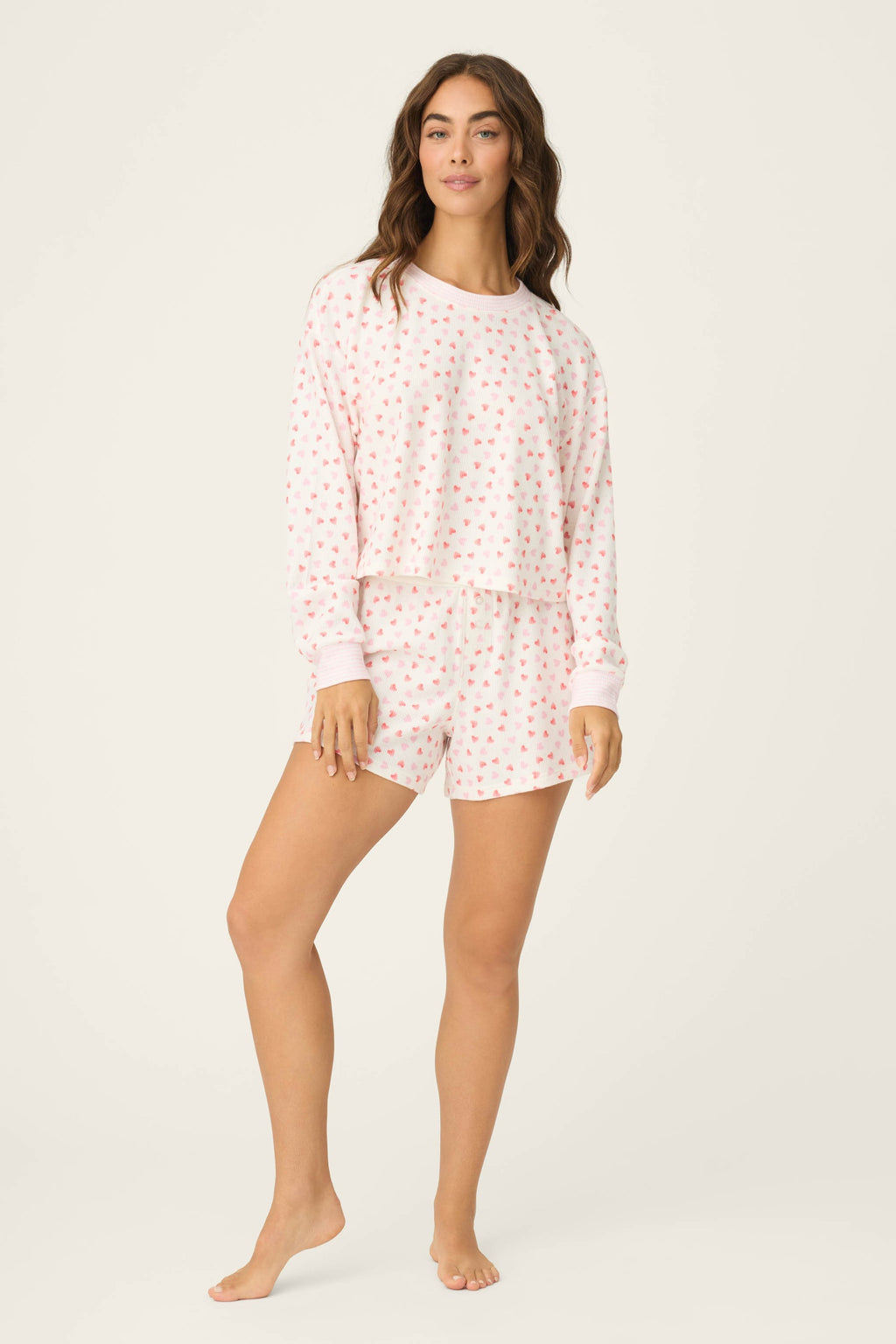 PJ Salvage Boyfriend Boxer Heart to Heart PJ Short Set-RWBXST-IVORY