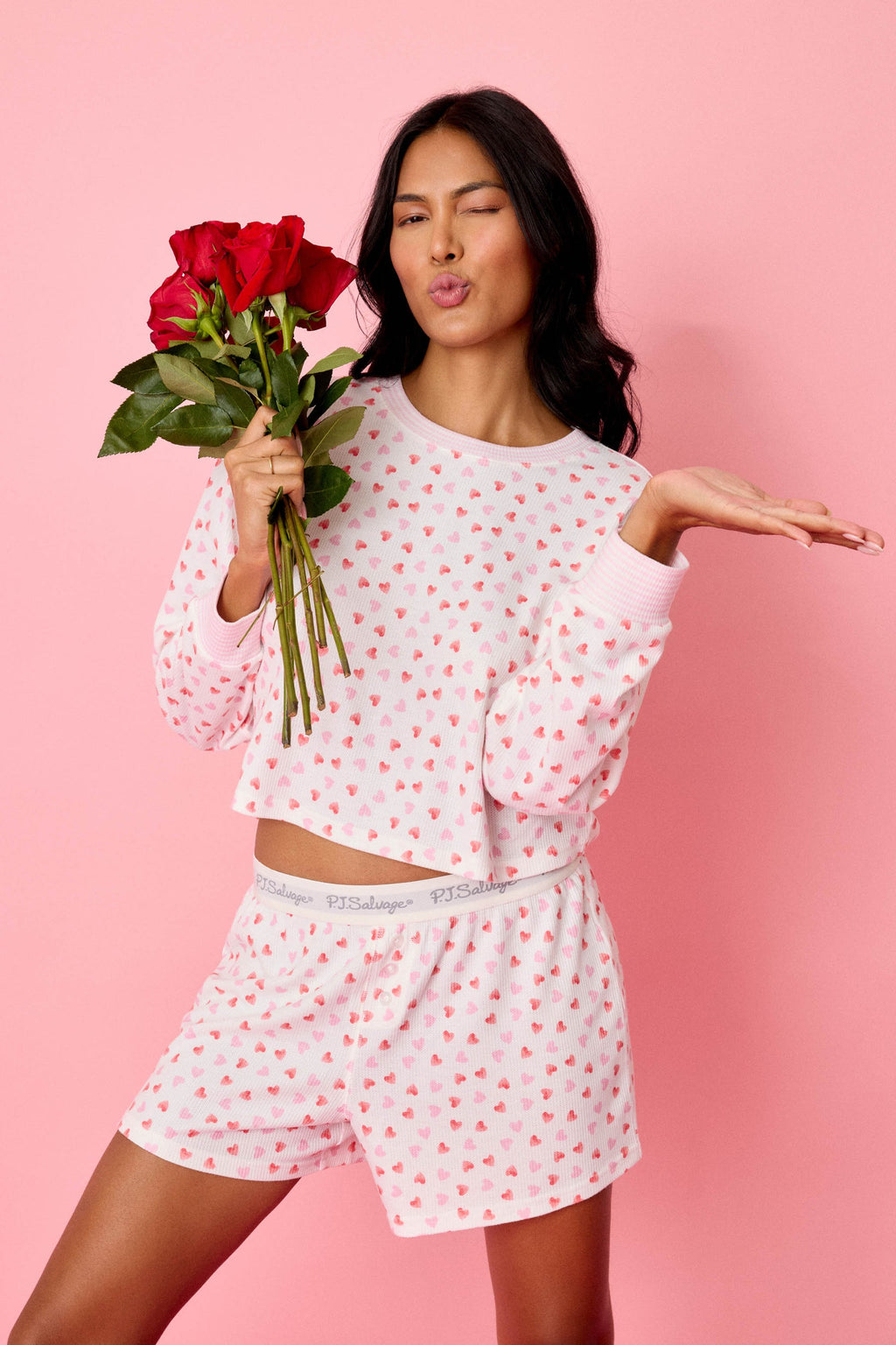 PJ Salvage Boyfriend Boxer Heart to Heart PJ Short Set-RWBXST-IVORY