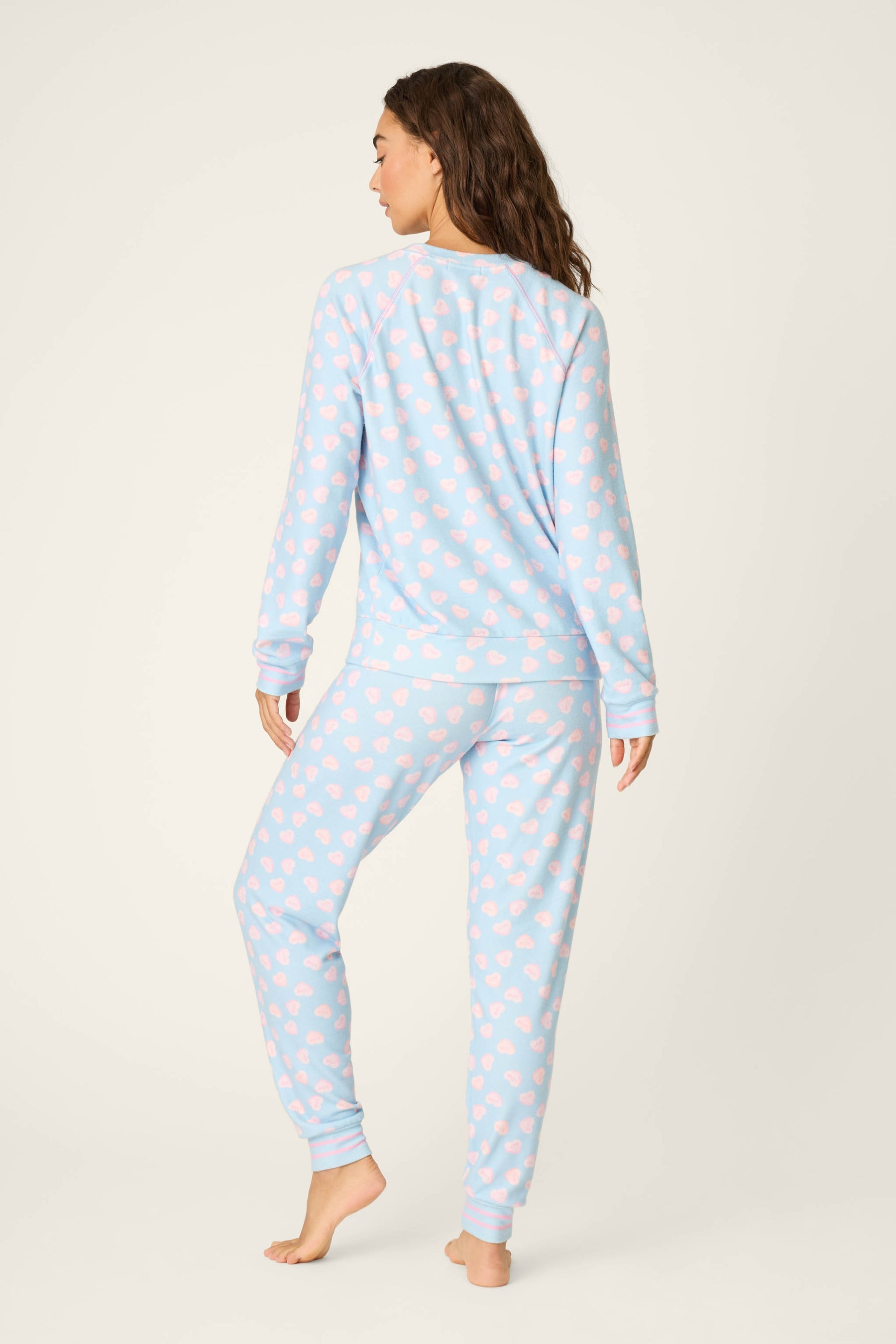 PJ Salvage Sweetheart Love Hearts Print Peachy PJ Set - RWPSST1 -BLUE HAZE