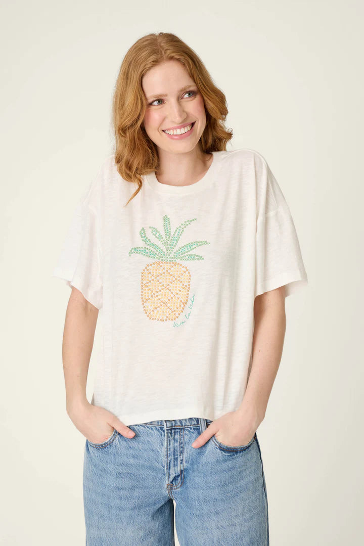 PJ Salvage- Viva la Vida Puff Paint Pineapple T-Shirt- RYVVT