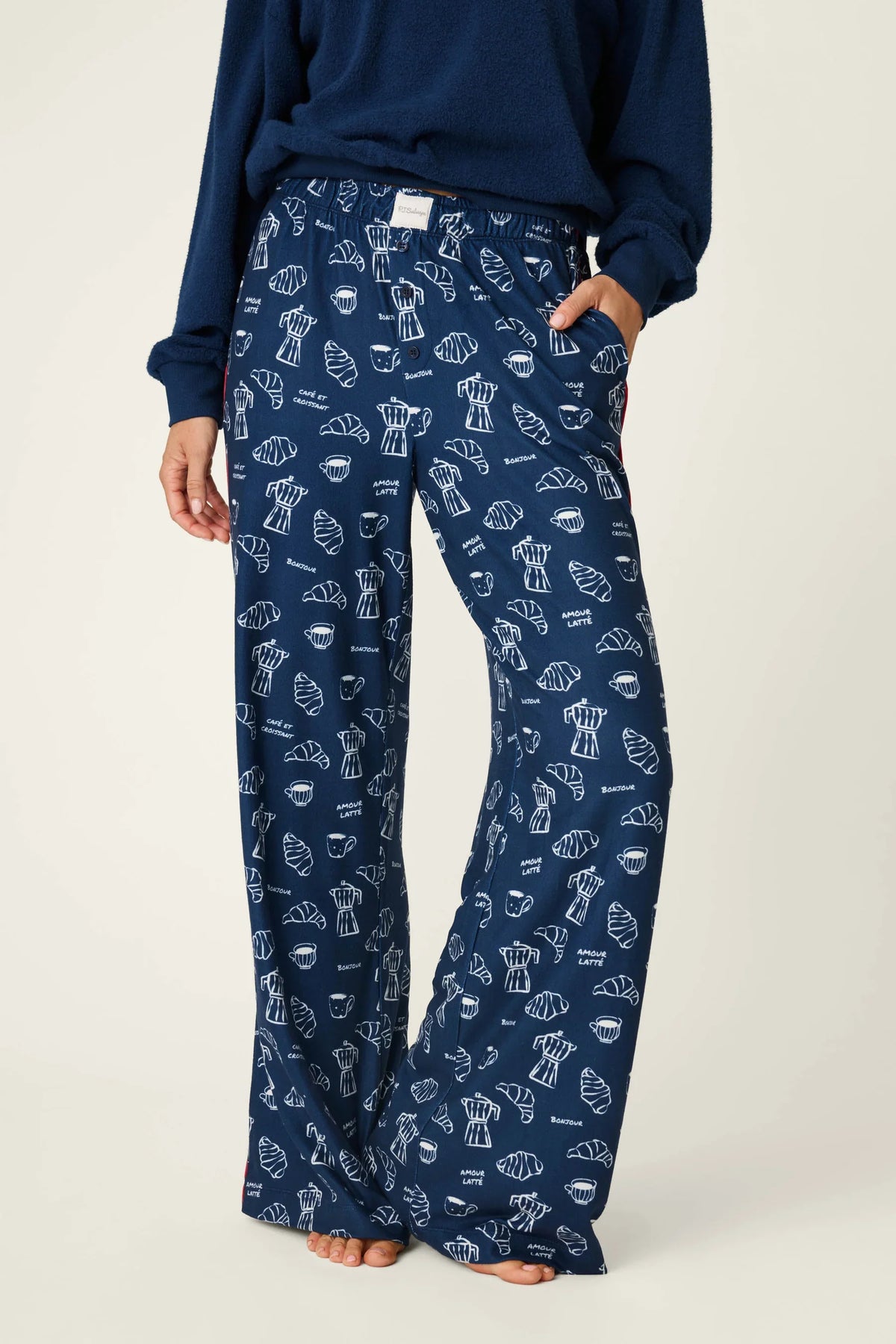 Bonjour Babe French Breakfast Print Pajama Pants RZBOP