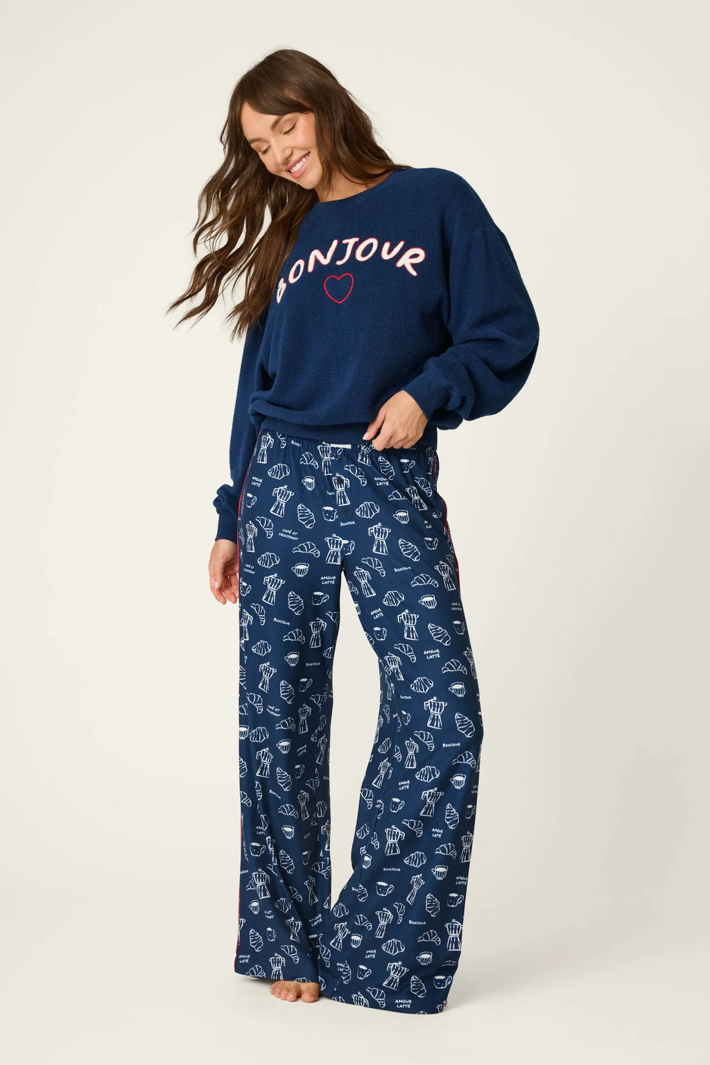 Bonjour Babe French Breakfast Print Pajama Pants RZBOP