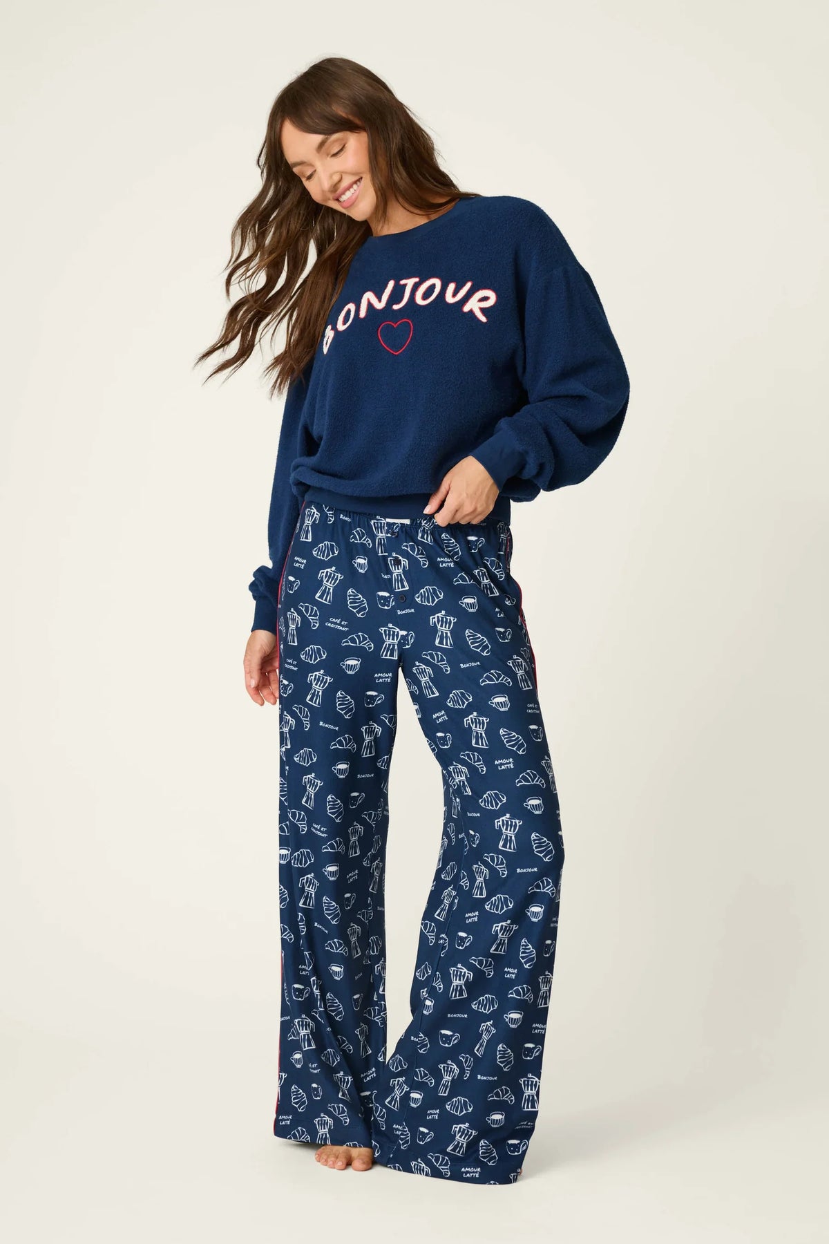 Bonjour Babe French Breakfast Print Pajama Pants RZBOP
