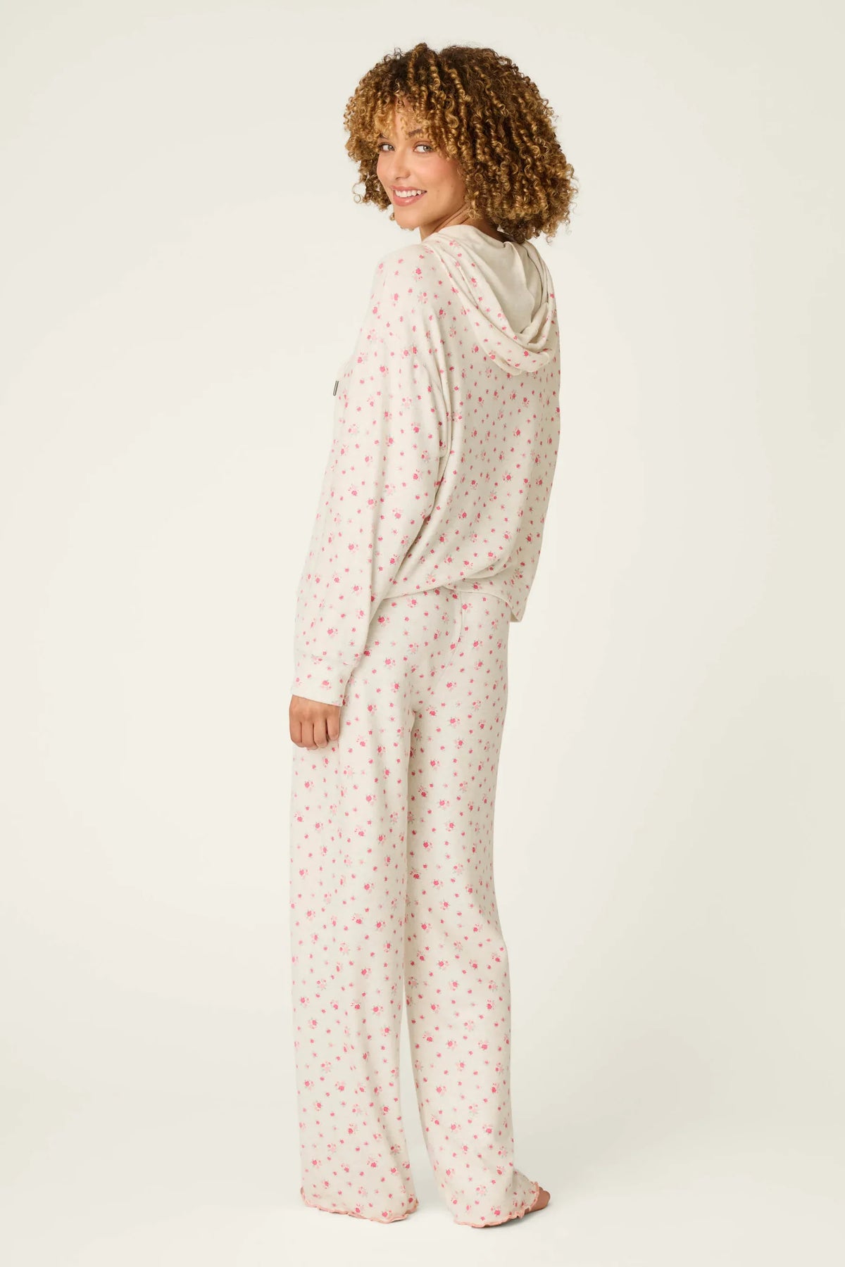 Romantic Rose Ditsy Floral Print Hoodie & Pants PJ Set RZRRST1