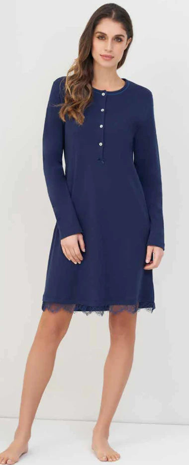 Linclalor Long Sleeve Lace Detail Night Gown 91918