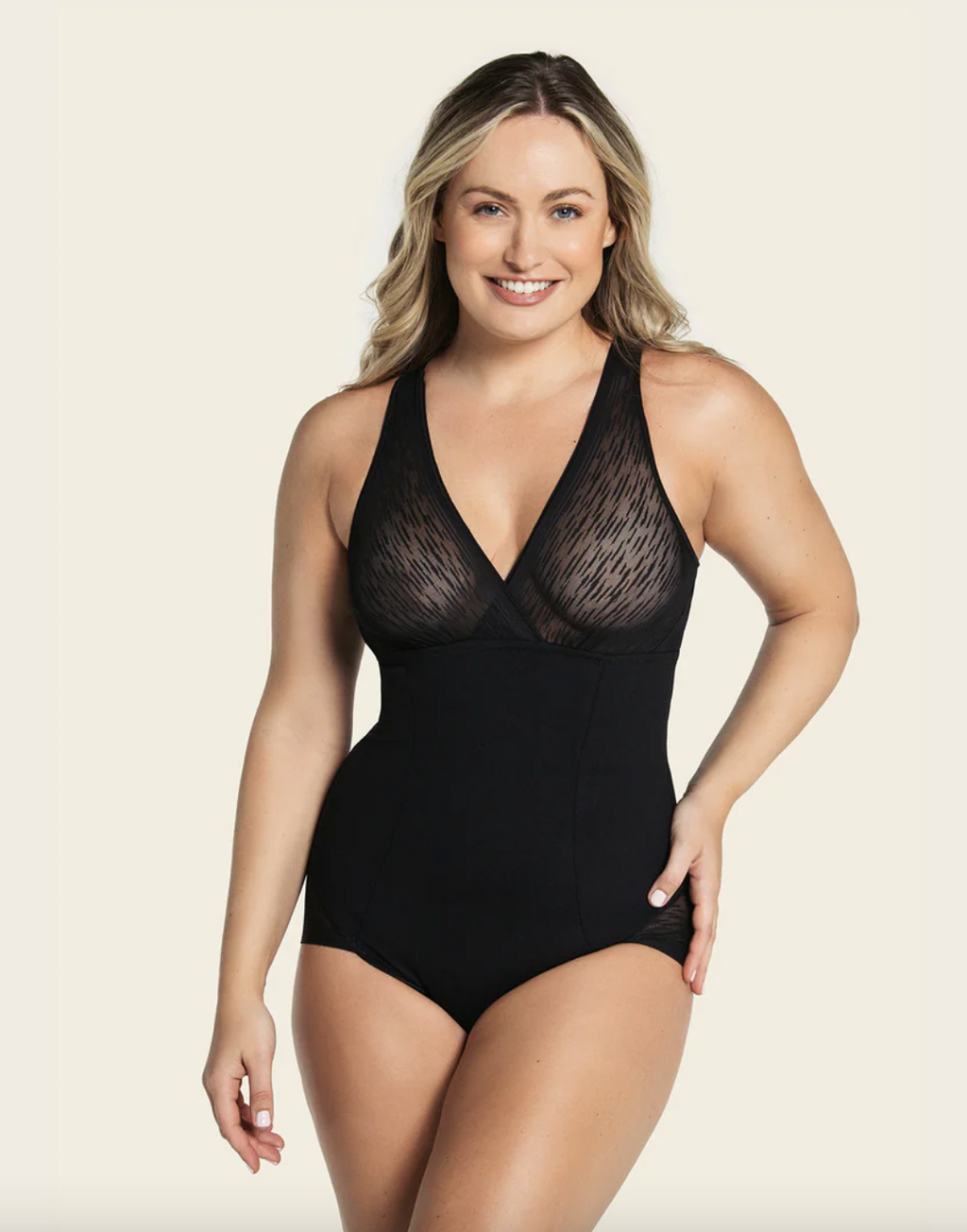 Leonisa - Sheer Stripe Detail Sculpting Bodysuit - 018517