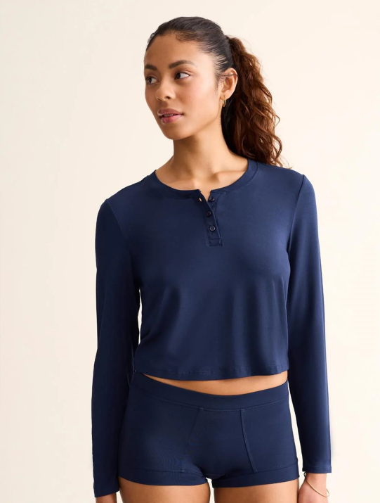 Fleur't Henley Top -615 -Ink/Black/Oak