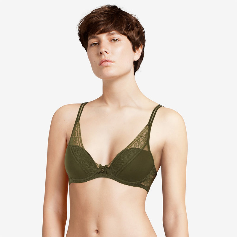 Chantelle C12L20 Alto Plunging Cup Bra- Emerald, Khaki, Mahogany