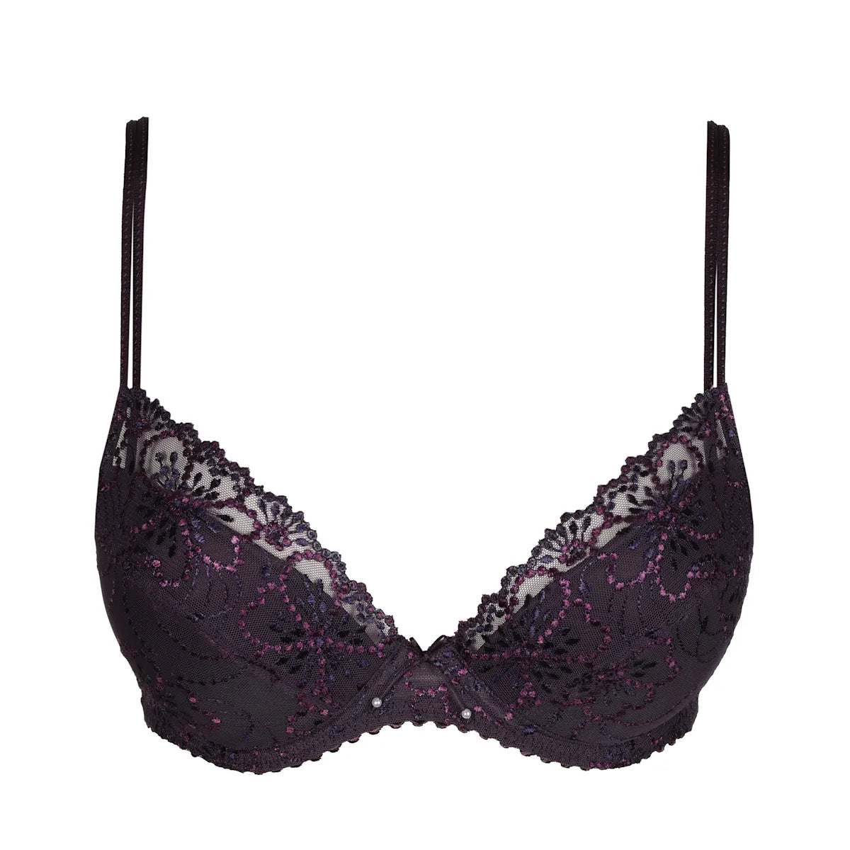 Marie Jo 0101337- Jane Push Up Bra Removable Pads- Amethyst/ True Red/ Boudoir Cream