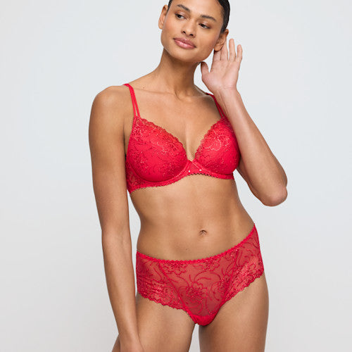 Marie Jo 0101337- Jane Push Up Bra Removable Pads- Amethyst/ True Red/ Boudoir Cream