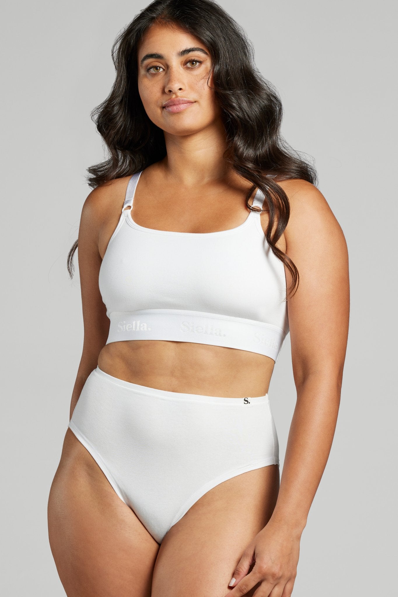 Siella Organic Cotton High Waist Brief - White/Black/Beige - 85661