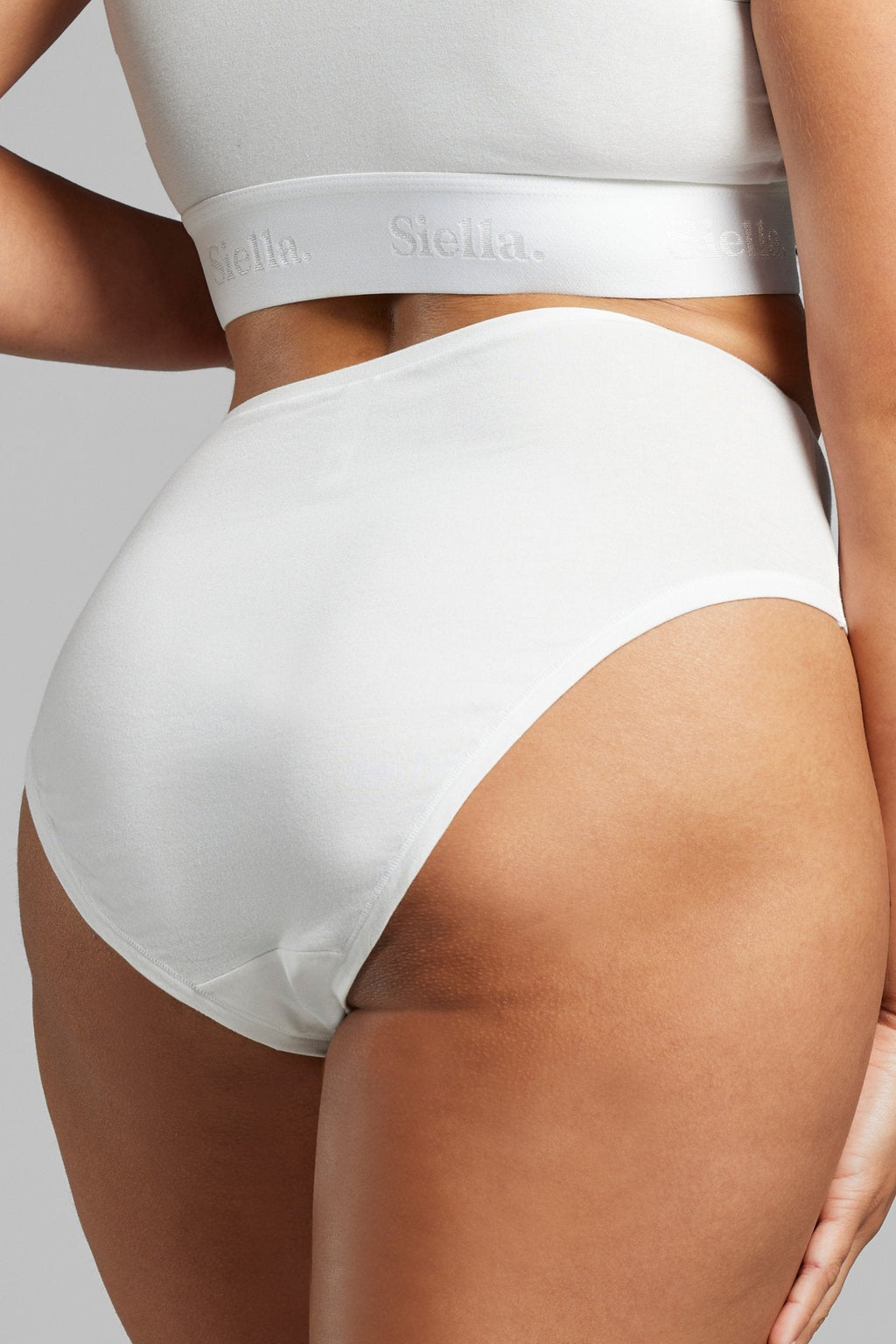 Siella Organic Cotton High Waist Brief - White/Black/Beige - 85661