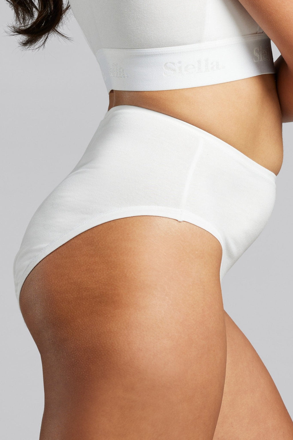 Siella Organic Cotton High Waist Brief - White/Black/Beige - 85661