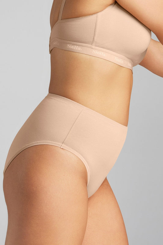 Siella Organic Cotton High Waist Brief - White/Black/Beige - 85661