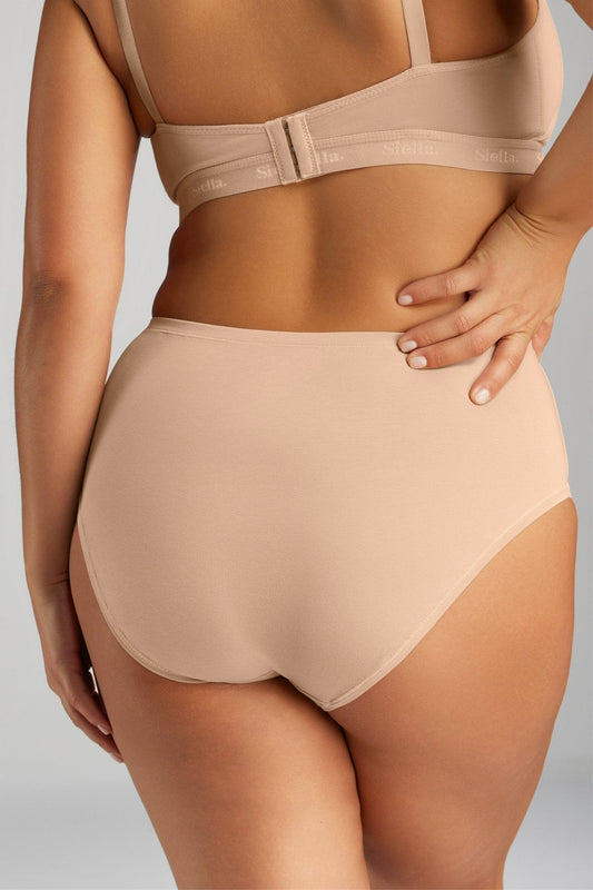 Siella Organic Cotton High Waist Brief - White/Black/Beige - 85661
