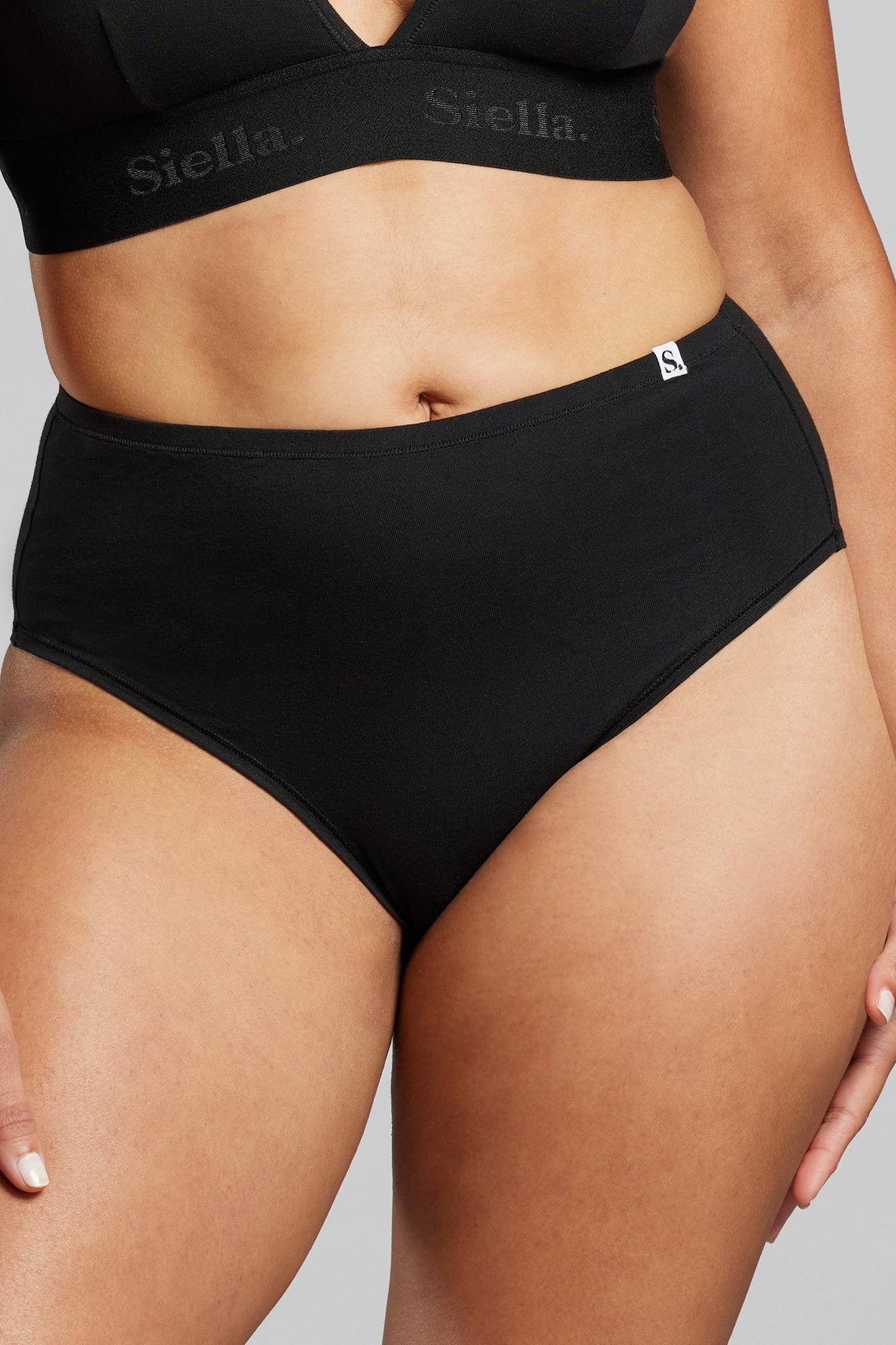 Siella Organic Cotton High Waist Brief - White/Black/Beige - 85661