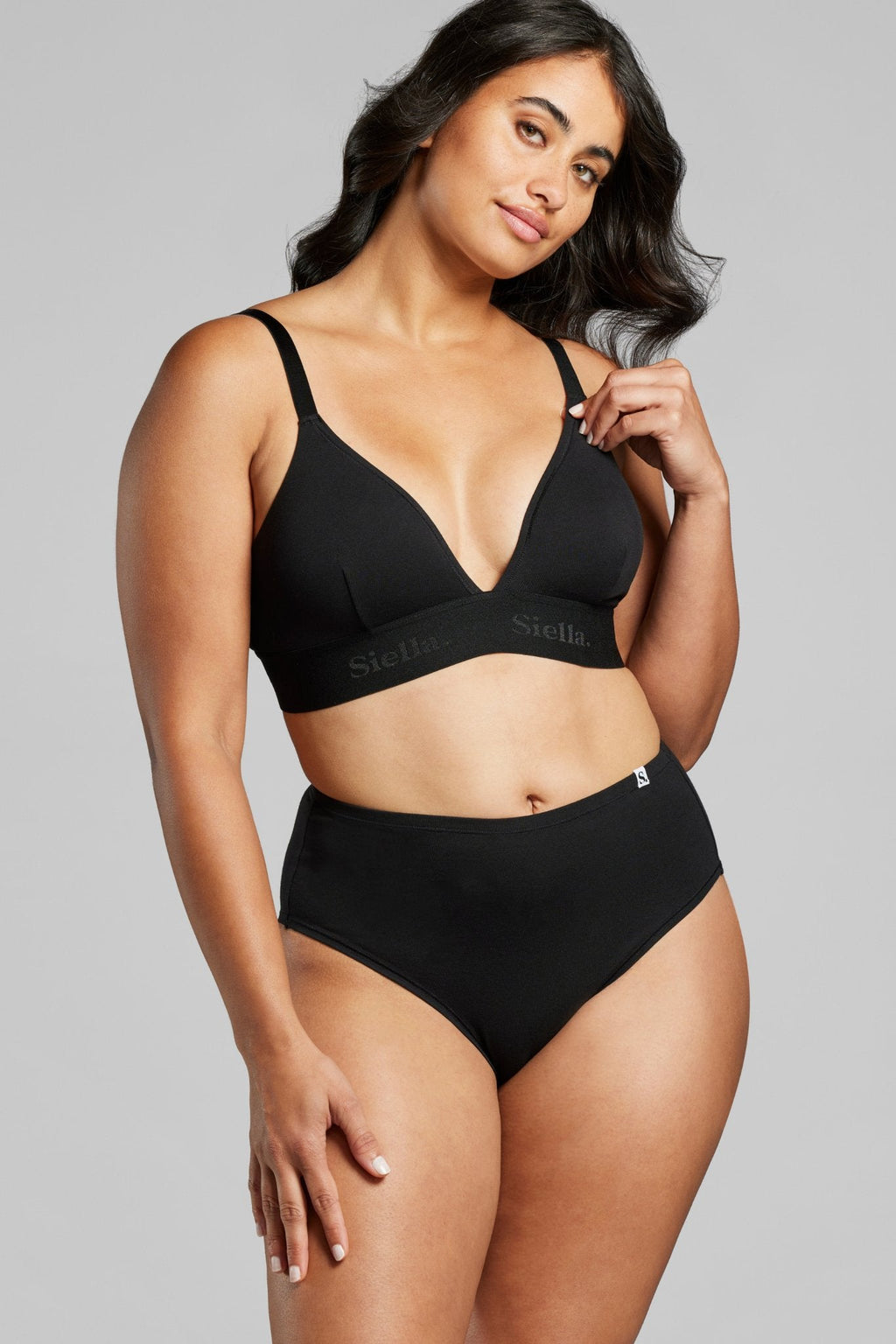 Siella Organic Cotton High Waist Brief - White/Black/Beige - 85661