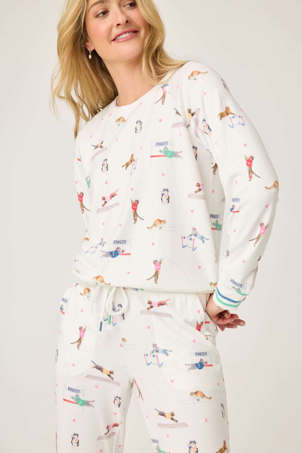 PJ Salvage - CATLETICS Long Sleeve Top/Jogger Set - RUCALS1