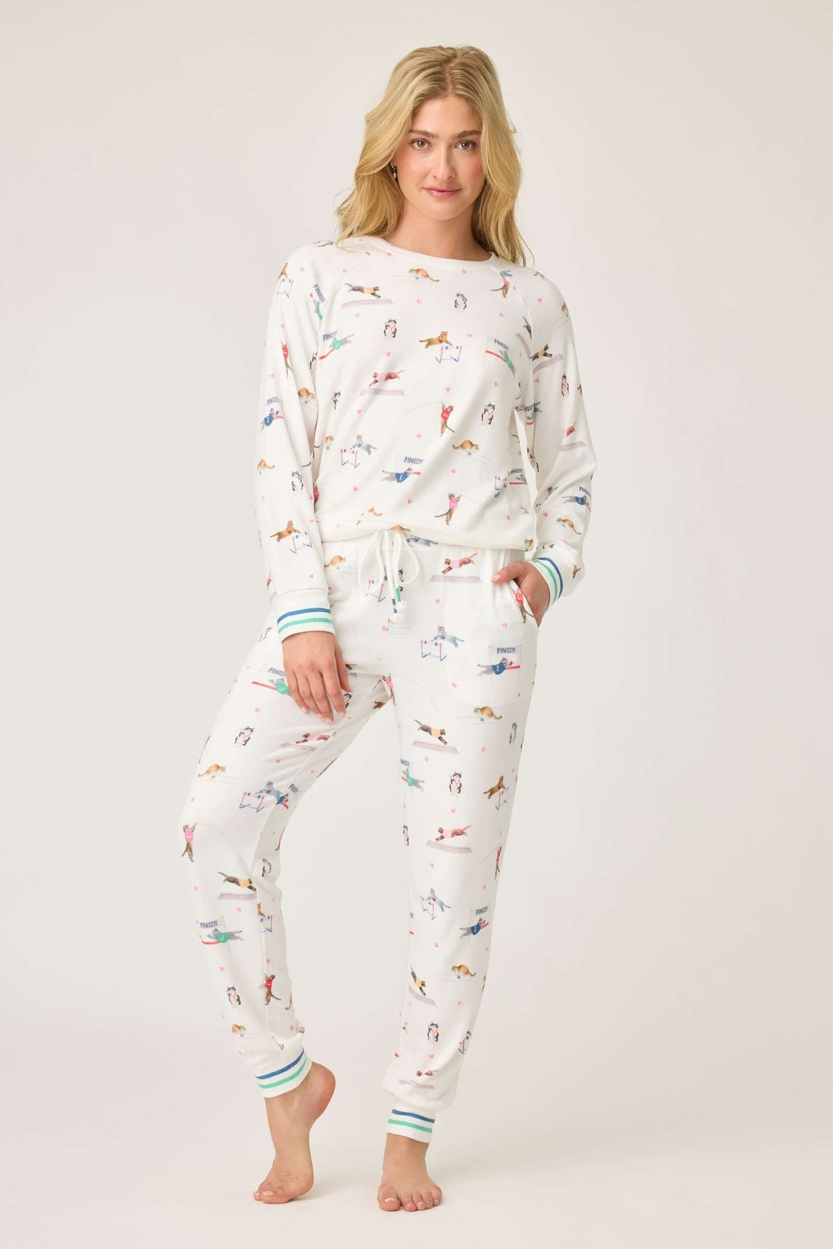 PJ Salvage - CATLETICS Long Sleeve Top/Jogger Set - RUCALS1