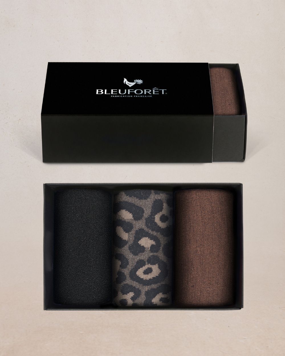 Bleuforet Wool Leopard Print Sock Set - 5960